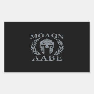 Pegatina Rectangular Molon Labe Laurels Guerreros Espartanos