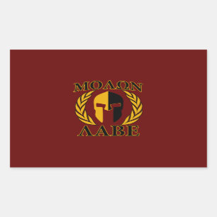 Pegatina Rectangular Molon Labe Spartan Mask Laurels Burgundy Red