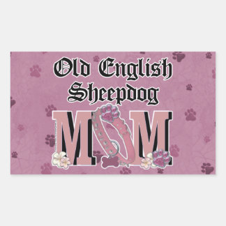 Pegatina Rectangular MOM de Sheepdog inglés viejo