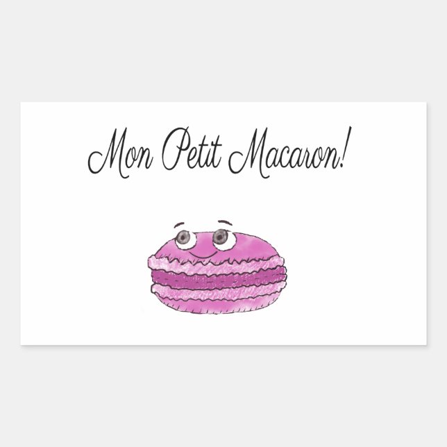 Pegatina Rectangular Mon Petit Macaron (Anverso)