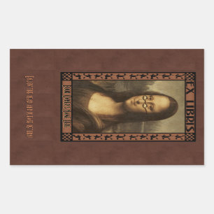 Pegatina Rectangular Mona Lisa en lecturas de lentes (personalizadas)
