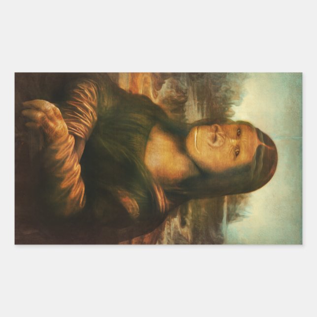 Pegatina Rectangular Mona Rilla aka Mona Lisa (Anverso)
