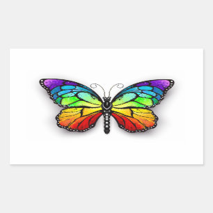 Pegatina Rectangular Monarca de mariposa arcoiris