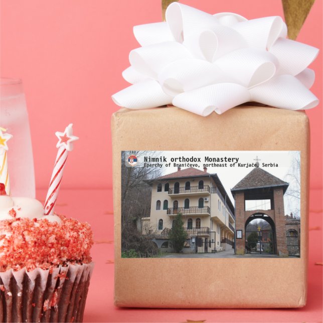 Pegatina Rectangular MONASTERIOS SERBIOS - Monasterio ortodoxo de Nimni (Fiesta)