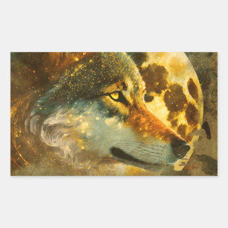 Pegatina Rectangular Mondlicht Wolf 4