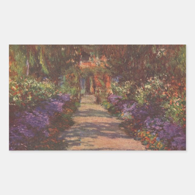 Pegatina Rectangular Monet: Camino del jardín, (Anverso)