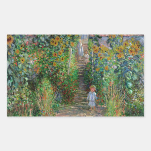 Pegatina Rectangular Monet Garden Vetheuil Impresionim Pintura