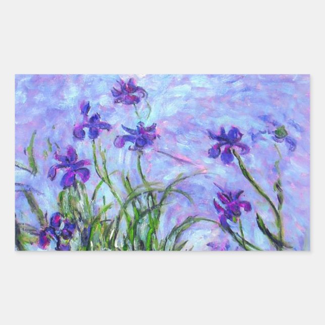 Pegatina Rectangular Monet Lilac Irises (Anverso)