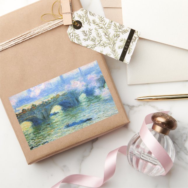 Pegatina Rectangular Monet - Puente de Waterloo, Londres, (Regalar)