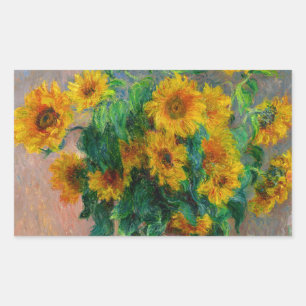 Pegatina Rectangular Monet Sunflowers