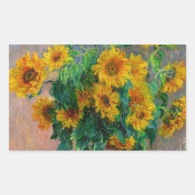 Pegatina Rectangular Monet Sunflowers (Anverso)