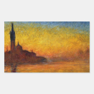 Pegatina Rectangular Monet Sunset Venecia Colorido Impresionismo Arte