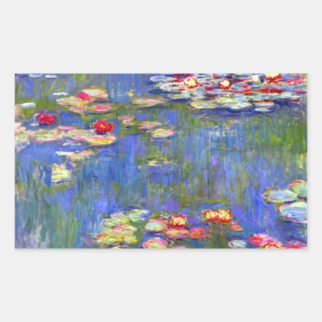 Pegatina Rectangular Monet Water Lilies (Anverso)