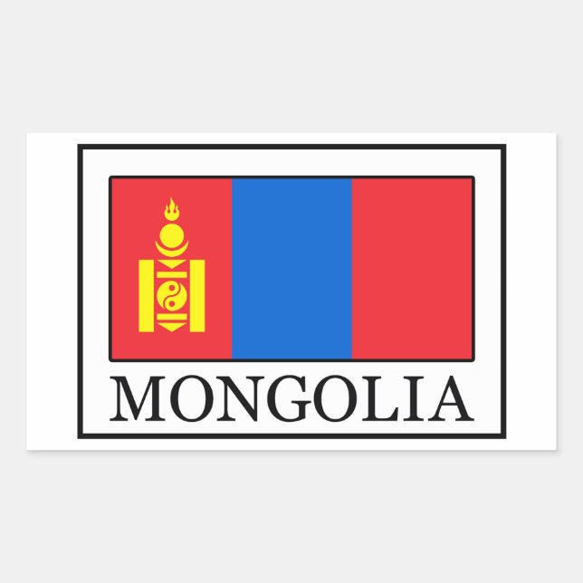 Pegatina Rectangular Mongolia (Anverso)