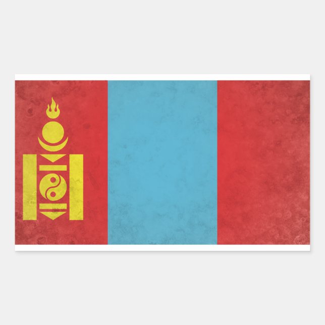 Pegatina Rectangular Mongolia (Anverso)