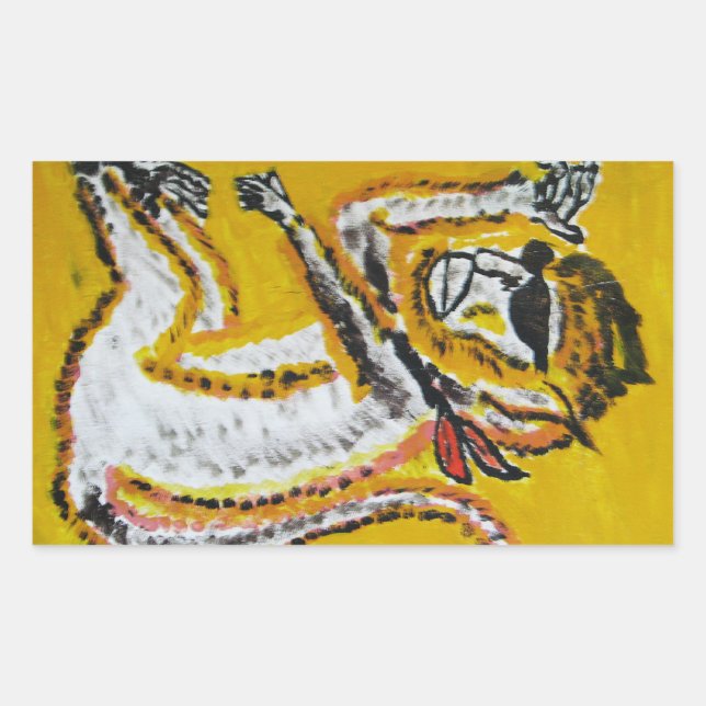 Pegatina Rectangular Mono Circus Art (Anverso)
