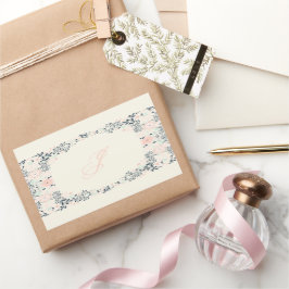 Pegatina Rectangular Monograma más suave | Personalizado personal flora