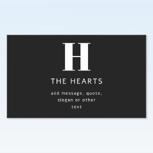 Pegatina Rectangular Monograma moderno editable nombre y mensaje   Negr