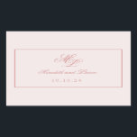 Pegatina Rectangular Monograma rosa simple elegante<br><div class="desc">La suite Rosa cuenta con una tipografía de escritura muy clásica, con un monograma de dos letras y borde doble en la invitación. Se trata de una suite sencilla y clásica, con piezas individuales en diferentes colores: rosa, rosa, rosa polvoriento, marfil, crema y rubor. La suite es elegante, atemporal, romántica...</div>