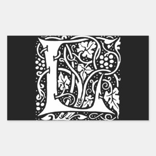 Pegatina Rectangular Monograma vintage L Art Nouveau