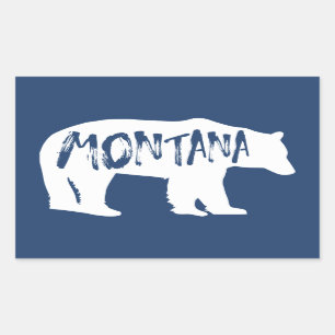 Pegatina Rectangular Montana Bear