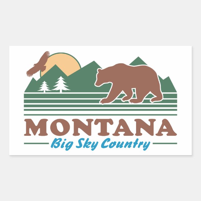 Pegatina Rectangular Montana Big Sky Country (Anverso)