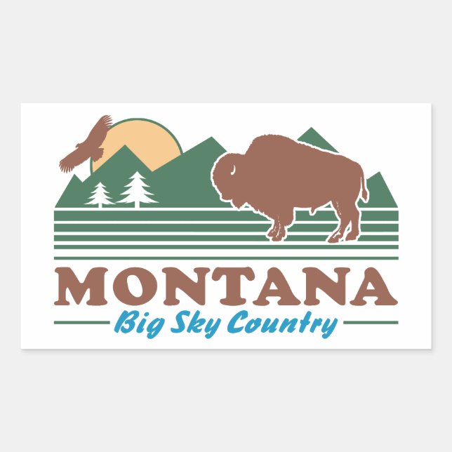 Pegatina Rectangular Montana Big Sky Country (Anverso)