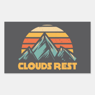 Pegatina Rectangular Montaña Clouds Rest Yosemite Retro Turquesa