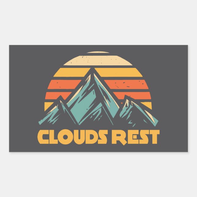 Pegatina Rectangular Montaña Clouds Rest Yosemite Retro Turquesa (Anverso)