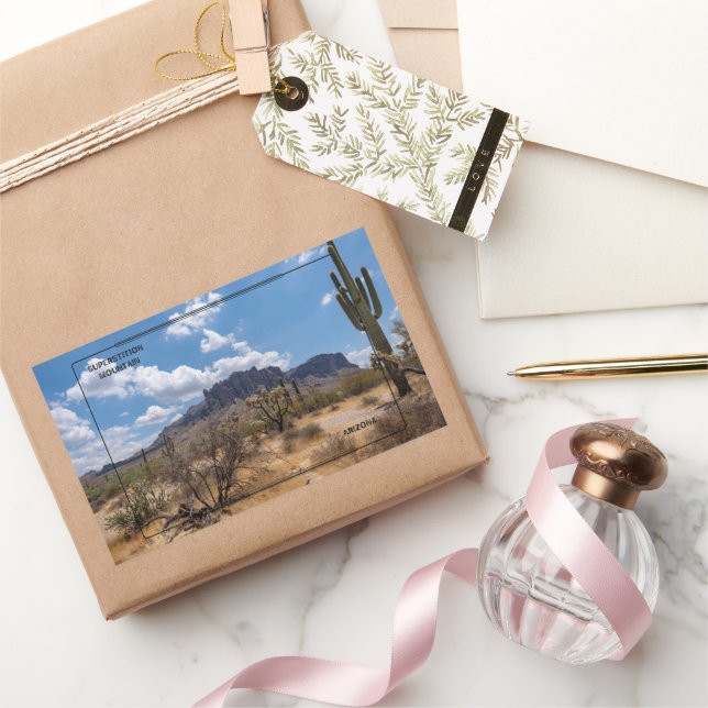 Pegatina Rectangular Montaña de la Superstición, Arizona (Regalar)