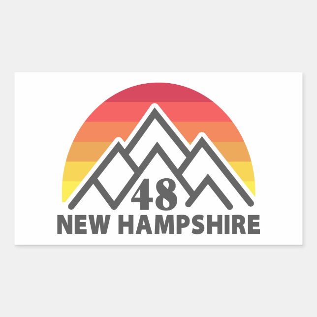 Pegatina Rectangular Montaña Retro New Hampshire 48 (Anverso)