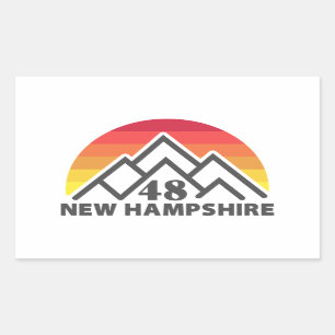 Pegatina Rectangular Montaña Retro New Hampshire 48