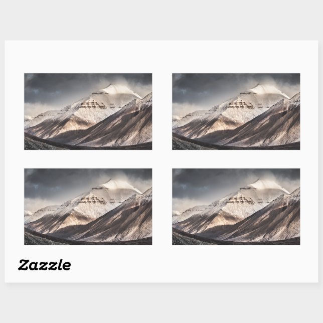 Pegatina Rectangular Montaña Svalbard (Hoja)