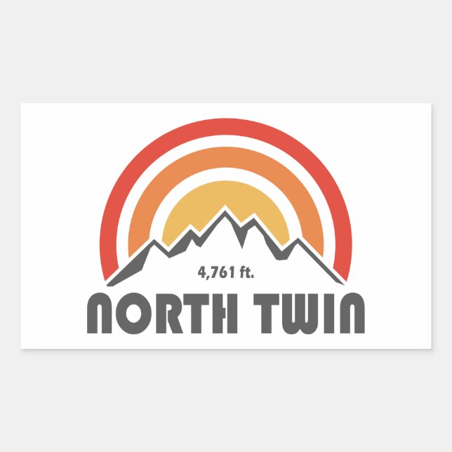 Pegatina Rectangular Montaña Twin del Norte New Hampshire (Anverso)
