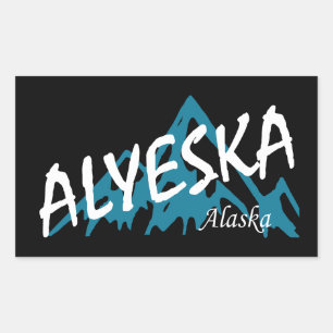 Pegatina Rectangular Montañas Alyeska Alaska