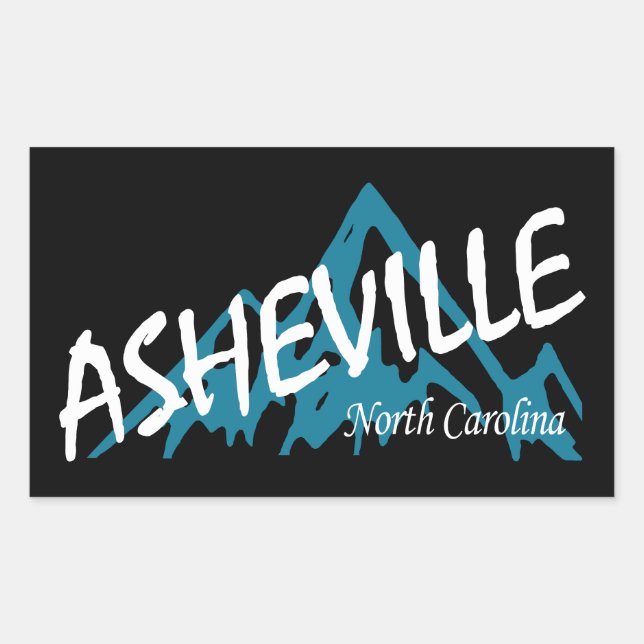 Pegatina Rectangular Montañas Asheville de Carolina del Norte (Anverso)