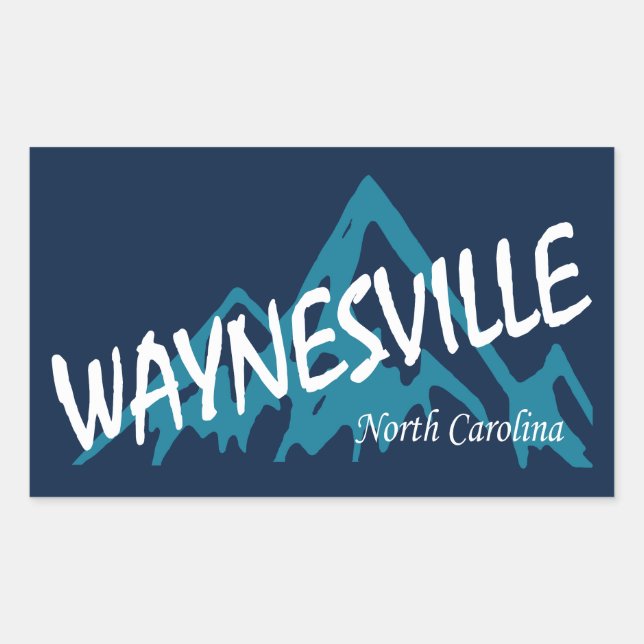 Pegatina Rectangular Montañas de Waynesville Carolina del Norte (Anverso)