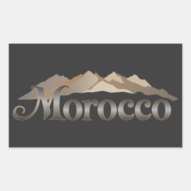 Pegatina Rectangular Montañas del Atlas de Marruecos (Anverso)