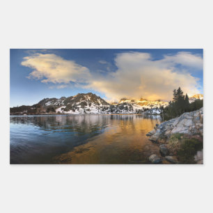 Pegatina Rectangular Montañas Ediza Lake Sunset - Sierra Nevada