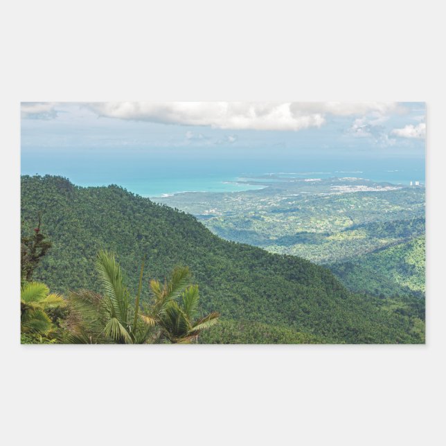Pegatina Rectangular montañas luquillo con vistas a puerto rico (Anverso)