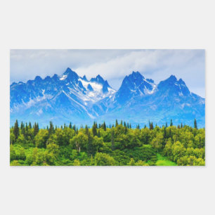 Pegatina Rectangular Montañas majestuosas de Alaska