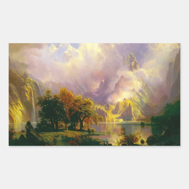 Pegatina Rectangular Montañas Rocosas (Anverso)