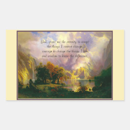 Pegatina Rectangular Montañas rocosas Oración por la serenidad