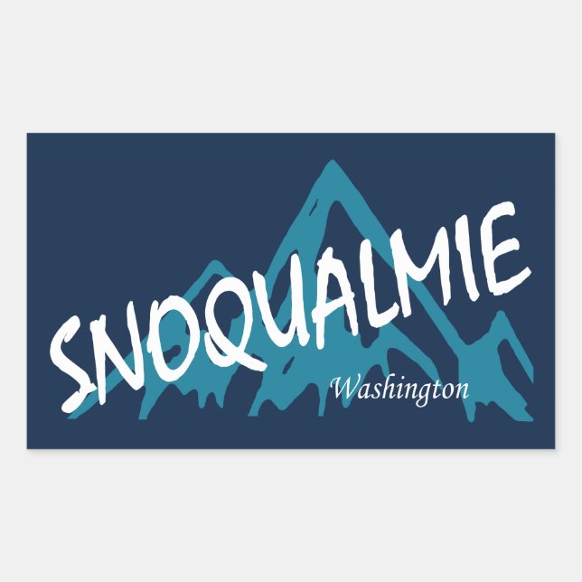 Pegatina Rectangular Montañas Snoqualmie Washington (Anverso)
