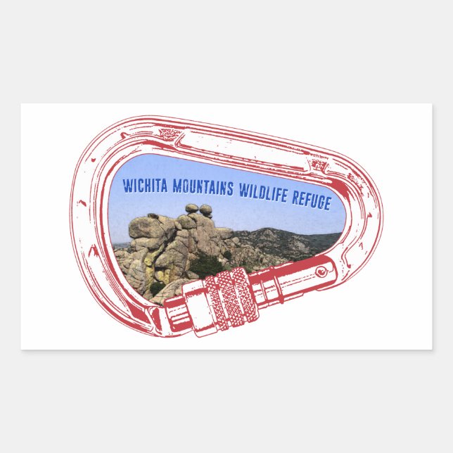 Pegatina Rectangular Montañas Wichita escalando Carabiner (Anverso)