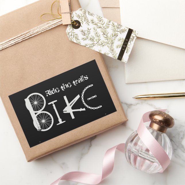 Pegatina Rectangular Montar la BICICLETA de Trails hecha con piezas de  (Regalar)