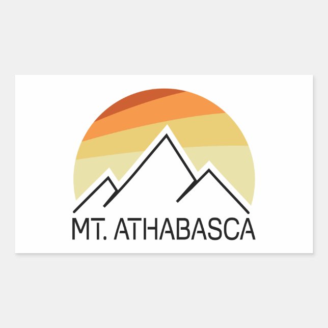 Pegatina Rectangular Monte Athabasca Alberta Retro (Anverso)