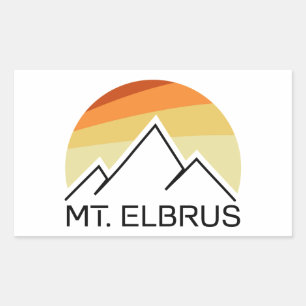 Pegatina Rectangular Monte Elbrus Russia Retro