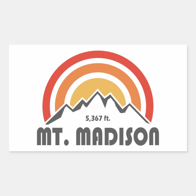Pegatina Rectangular Monte Madison New Hampshire (Anverso)