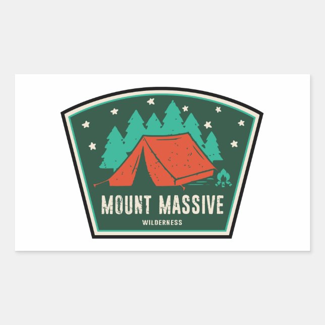 Pegatina Rectangular Monte Massive Wilderness Camping Colorado (Anverso)